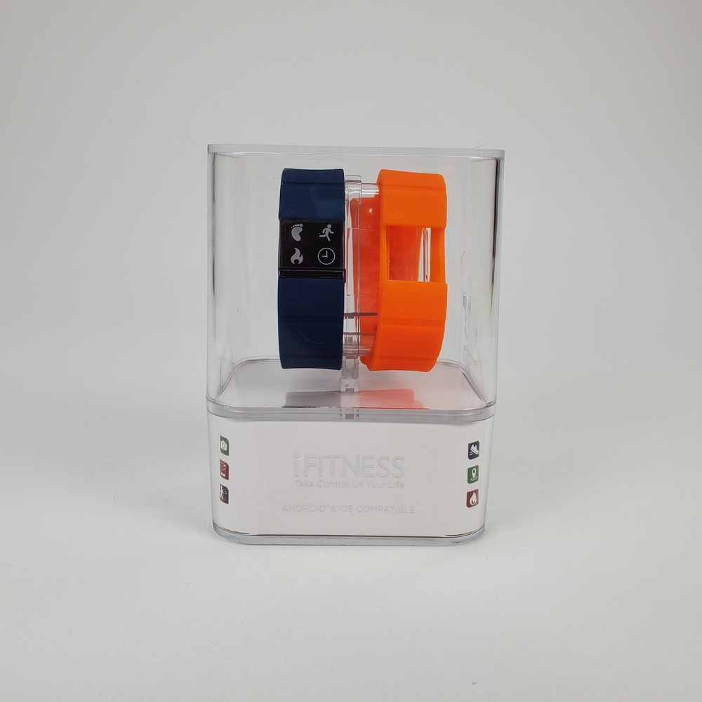 iFitness Activity Tracker Navy Blue with Orange Interchangeable Band IFT5419BK